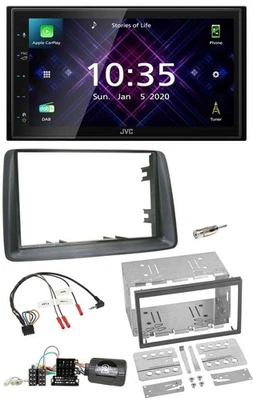 JVC DAB 2DIN Lenkrad Bluetooth USB Autoradio für Fiat Panda 2007-2012 grau - Bild 1 von 4