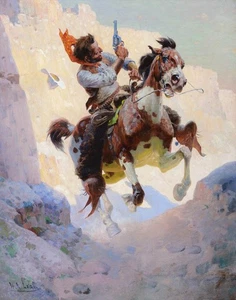 William Robinson Leigh A Close Call Canvas Print 16 x 20 - Picture 1 of 5