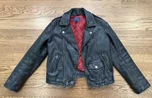 Kids Polo Ralph Lauren RL Leather Jacket Unisex Youth Medium 8 Exc condition - Picture 1 of 7