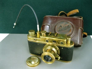 Leica Luftwaffe Copy Camera goldencolor lens f/3.5 F50mm leather case Zorki copy - Bild 1 von 24