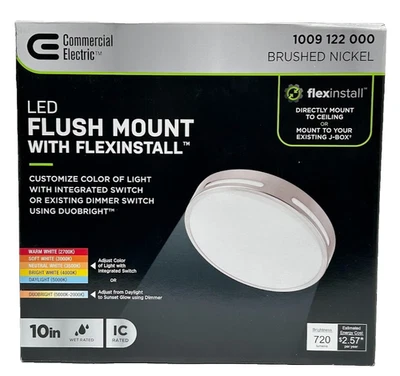 Luz de techo empotrada LED FlexInstall eléctrica comercial de 10" | 5CCT DuoBright Foto 1 de 3