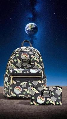 Mochila y Cartera Star Wars Grogu Estampado Completo Mini Loungefly ***JUEGO*** Foto 1 de 4