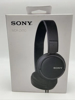 Sony MDR-ZX110 Black Wired Stereo Headphones; Folding Compact; 3.5mm Plug; New - Image 1 of 4