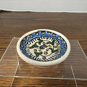 PEQUEÑO Turco Pintado a Mano Esmaltado Colorido Boho Baratija Condimento Plato Cuenco - Imagen 1 de 6