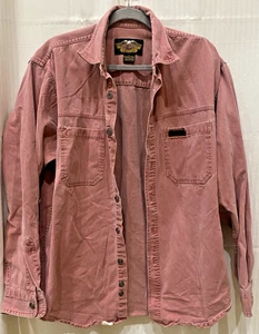 Harley Davidson besticktes rotes Denim Button Spell Out Langarm Hemd Herren L - Bild 1 von 7