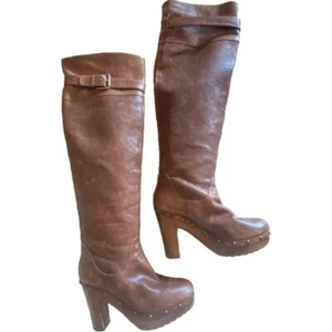 Michael Kors Womens Yolanda Over the Knee Platform Leather Brown Boots Size 7 - Picture 1 of 12