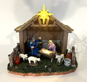 Lemax Nativity Scene Lighted 2013 Jesus Mary Joseph Manger Animals Stable Star - Picture 1 of 24