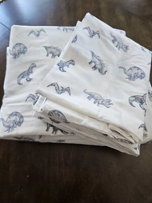 Juego de sábanas 4 piezas Max Studio dinosaurio COMPLETO boceto azul gris blanco niños niños diseñador Foto 1 de 3