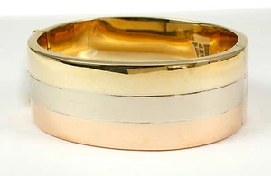 Breiter, dreifarbiger Armreif 585 Gelb- Weiß- Rotgold, Breite 25 mm - Bild 1 von 4