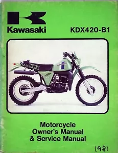 Kawasaki KDX420 Owners Service Manual KDX 420 Motorcycle Owner's Shop Repair - Foto 1 di 4