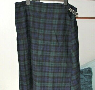 Women's Kilt MADE IN SCOTLAND Vintage Verde E Blu Plaid Tartan Taglia 16 • 6.93€