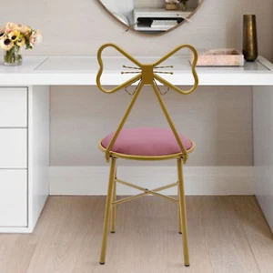 Makeup Dressing Chair Pink Bow Backrest Princess Chair Butterfly Shaped Armless - Picture 1 of 12
