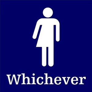 REST ROOM SIGN - Whichever Gender Neutral Restroom Sign 6" x 6" -- Blue/White - Picture 1 of 1