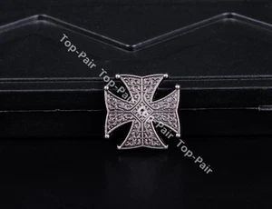 25MM 10pcs Antique Silver Punk Floral Cross Conchos Rivet Stud For Leathercraft - Picture 1 of 10
