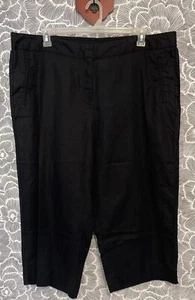 Jacyln Smith Womens 2x Black Linen-Blend Elastic-Waist Casual Capri Pants! A2597 - Picture 1 of 5