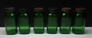 Duraglas vintage 4 OZ. Juego de 6 tarros de especias de almacenamiento de vidrio verde - Imagen 1 de 12