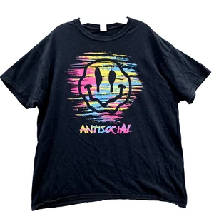 Antisocial Smiley T-Shirt XL Dripping Colors Psychadelic Trippy Y2k Grunge Band - Picture 1 of 8