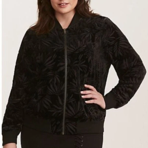 Torrid Black Velvet Burnout Bomber 3X 22 24 #56871  - Image 1 of 1