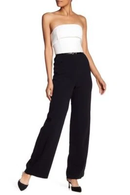 TED BAKER KIYES TEXTURED COLOR-BLOCK STRAPLESS PANTS JUMPSUIT  sz 3/ 8 US  - Image 1 of 4