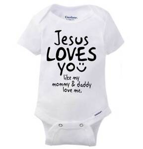Jesus Loves You Mommy And Daddy Religious Girls Baby Infant Romper Newborn