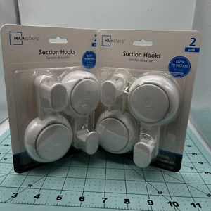 lot of 2 Mainstays Powerful Removable & Reusable Vacuum Suction Cup hooks 2pk - Picture 1 of 6