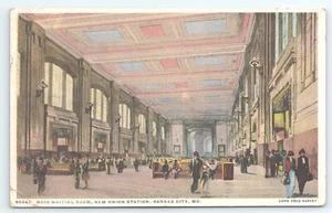 Postal Sala de Espera Principal Nueva Union Station Kansas City Missouri publicada 1915 - Imagen 1 de 2
