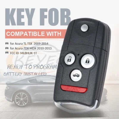 Llavero remoto abatible de 4 botones para Acura TL TSX ZDX MDX 2009-2014 - MLBHLIK-1T Foto 1 de 4
