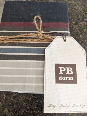 New  Pottery Barn PB DORM Hudson Stripe sham pillow case standard cotton teen - Image 1 of 4