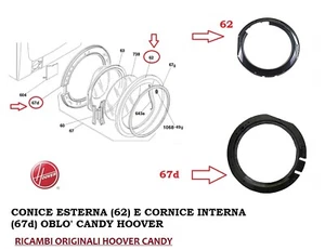CORNICE ESTERNA E INTERNA OBLO' LAVATRICE HOOVER CANDY ORIGINALE X VARI MODELLI - Foto 1 di 1
