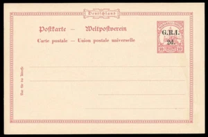 New Guinea 1914 KGV 'G.R.I.' 2d on 10pf carmine MARSHAL ISLANDS postcard. H&G 2. - Picture 1 of 1