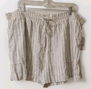 Time And Tru Women’s Shorts XXXL 22 White Gray Linen Blend Pockets Loose Casual - Picture 1 of 4