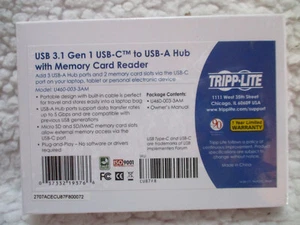 Tripp-Lite U460-003-3AM USB 3.1 Gen 1 USB-C to USB-A Hub w/ Memory Card Reader - Picture 1 of 6