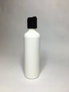 Empty 200ml White Plastic Boston Bottles With Black Disc Top Cap *ANY AMOUNT* - Picture 1 of 3