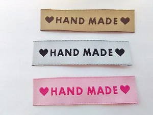 24 "Handmade" Fabric Labels 50mm (2") Sew On Clothing Labels Tags Accessories - Picture 1 of 5