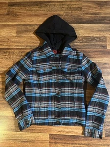 Tripp NYC Daang Goodman Vintage Flannel Hoodie Jacket Small Punk Missing Button - Bild 1 von 13