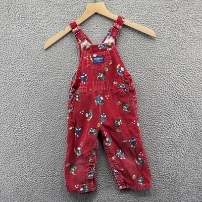 OshKosh B'gosh Overalls Toddler 3T Red Corduroy Mouse Print Bib Pants Snaps - Image 1 of 4