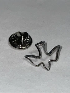 Vintage Dove of Peace Silver Tone Outline Lapel Pin - Picture 1 of 4