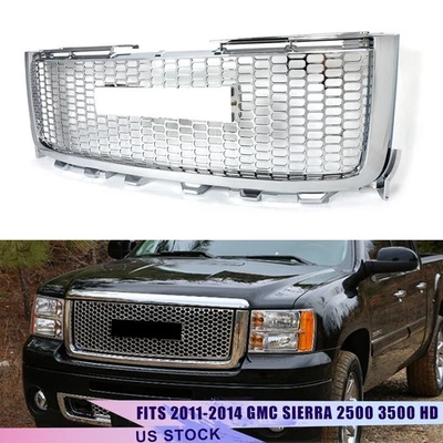 Frong Bumper Grille Chrome For 2011-2014 GMC Sierra 2500HD 3500HD Denali Style Foto 1 de 4