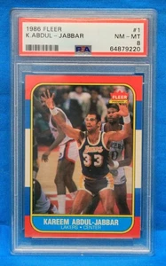 1986 FLEER # 1 Kareem Abdul-Jabbar PSA 8 NM-MT # 64879220 LOS ANGELES LAKERS !! - Picture 1 of 2