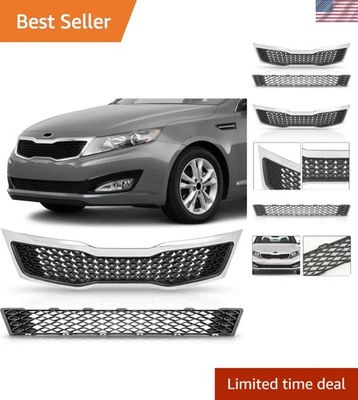 Stylish Black W/ Chrome Front Grille Set for 2011-2013 Kia Optima - OEM Quality Foto 1 de 4