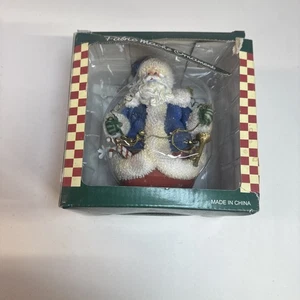 Vintage Fabric Mache Christmas Santa Ornament Green Bottom 5in New in Box - Picture 1 of 7