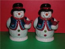 3 Snowman SALT & PEPPER SHAKERS set Frosty red robin CHRISTMAS new box free ship