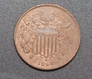 1864 Two Cent Piece Large Motto Double Die Obverse FS-1101 UNC G1 - Picture 1 of 3