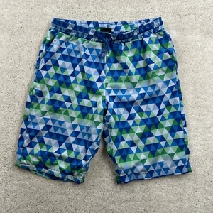 Eddie Bauer Swim Trunks Boys Size XL 18/20 Blue Geometric Pull On Mesh Lined - Picture 1 of 12