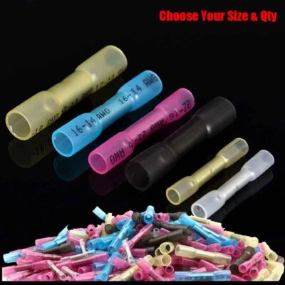 50-300 Waterproof Heat Shrink Butt Connectors Marine Crimp Wire Splice Terminals - Image 1 of 4