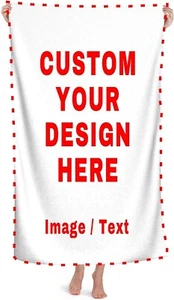 Personalized Beach Towel Soft Custom Beach Towel with Photo Text Name Quick Dry - Picture 1 of 16