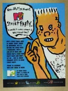 MTV Street Party 1990 Gary Panter JIMBO ilustración anuncio impreso vintage - Imagen 1 de 1