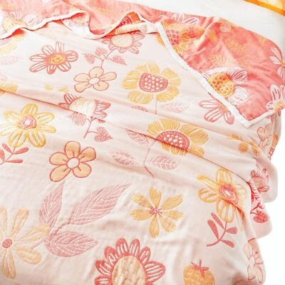 MEJU Floral Rosa Linda Manta de Muselina para Todas las Temporadas para Cama Sofá Sofá, 100%... Foto 1 de 4