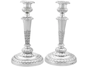 Antique George III Sterling Silver Candlesticks by Matthew Boulton (1817) - Picture 1 of 12