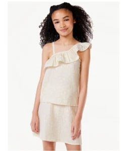 NEW Free Assembly Girls Asymmetrical Ruffled Tank Top, XXL 18 COLOR Turtle Dove - Picture 1 of 7